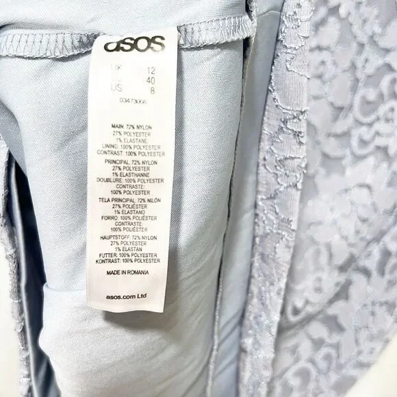 ASOS Maternity Exclusive Lace Bodycon Dress With Ribbon Detail Blue size 8 - Picture 9 of 10